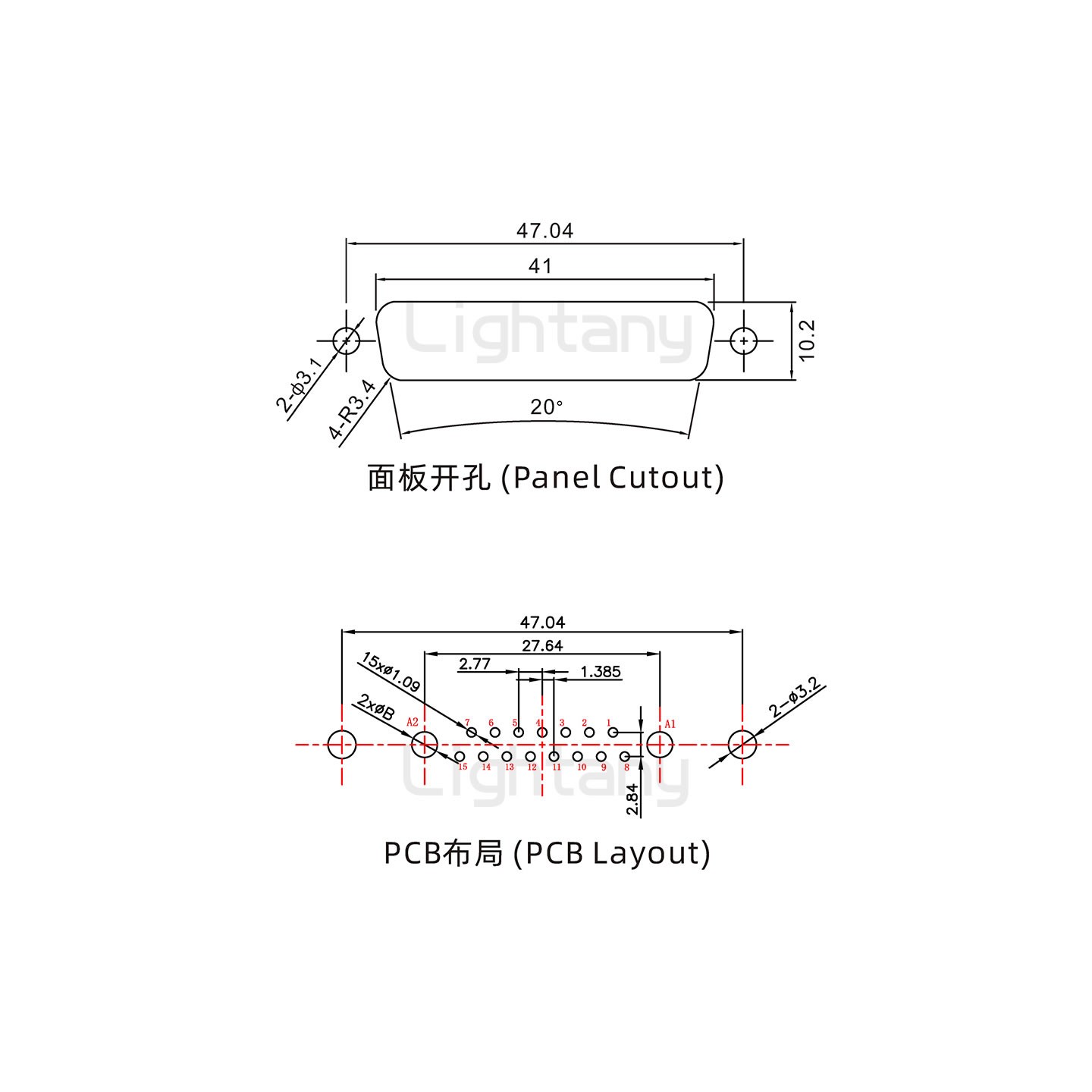 防水17W2母直插板/铆鱼叉/锁螺丝/大电流40A