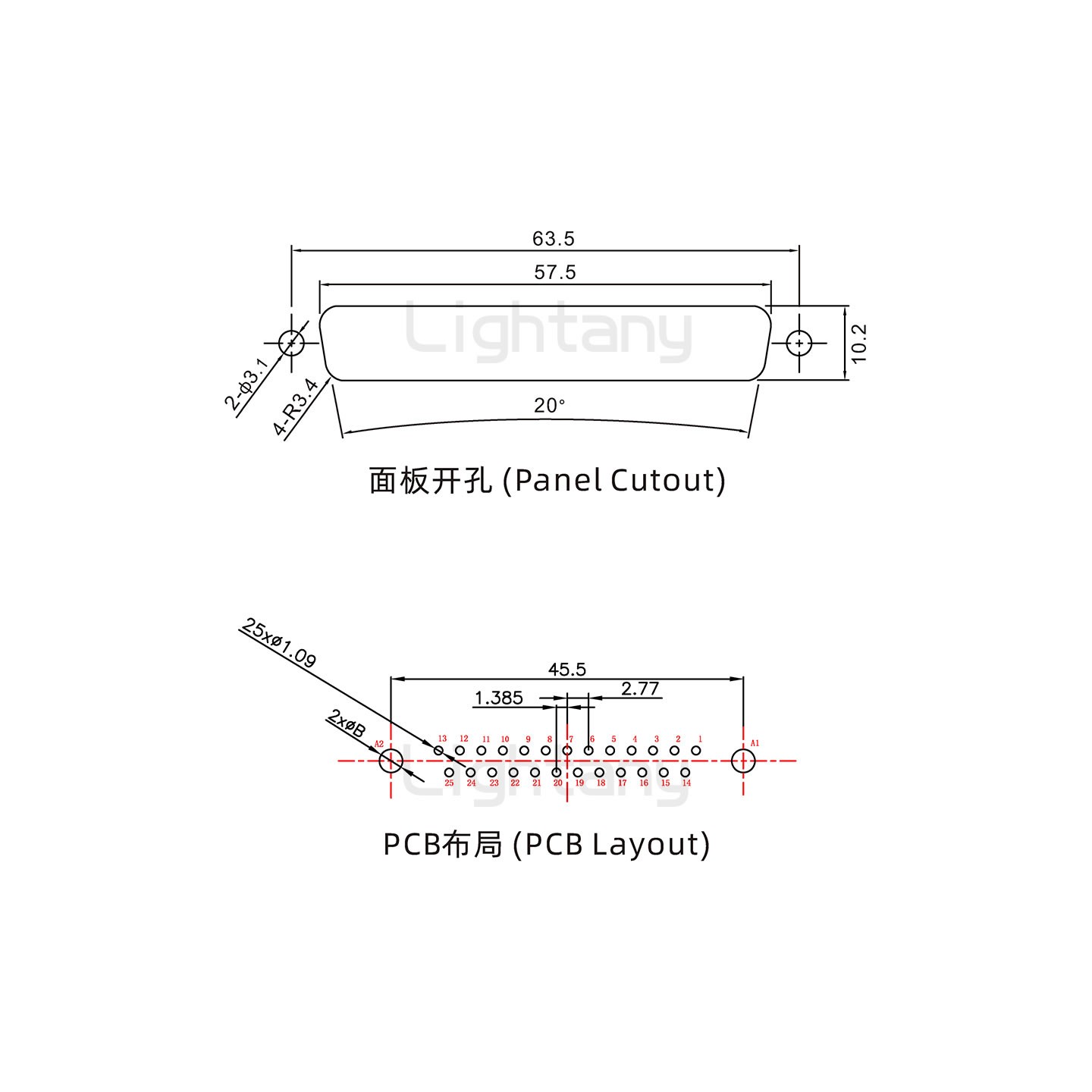 防水27W2母直插板/锁螺丝/大电流40A