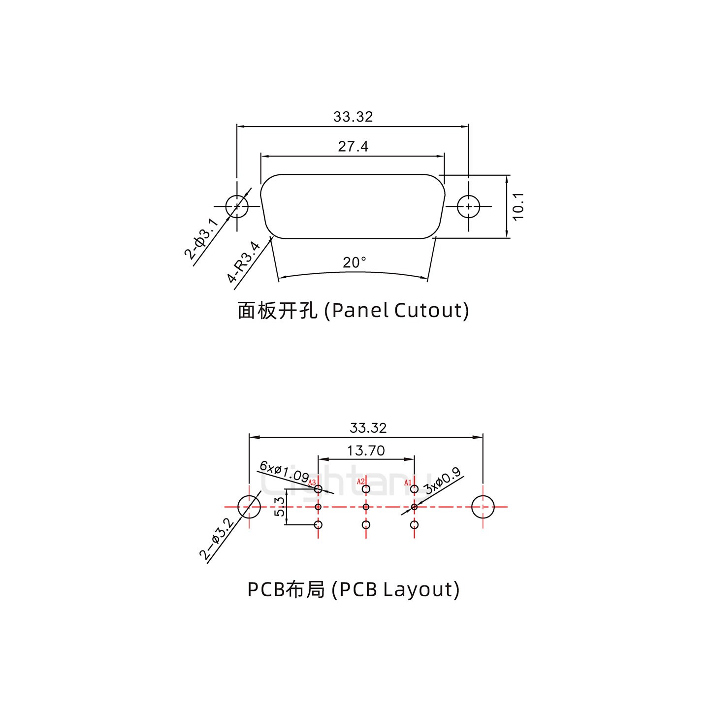 防水3V3母直插板/铆鱼叉/锁螺丝/射频同轴50欧姆