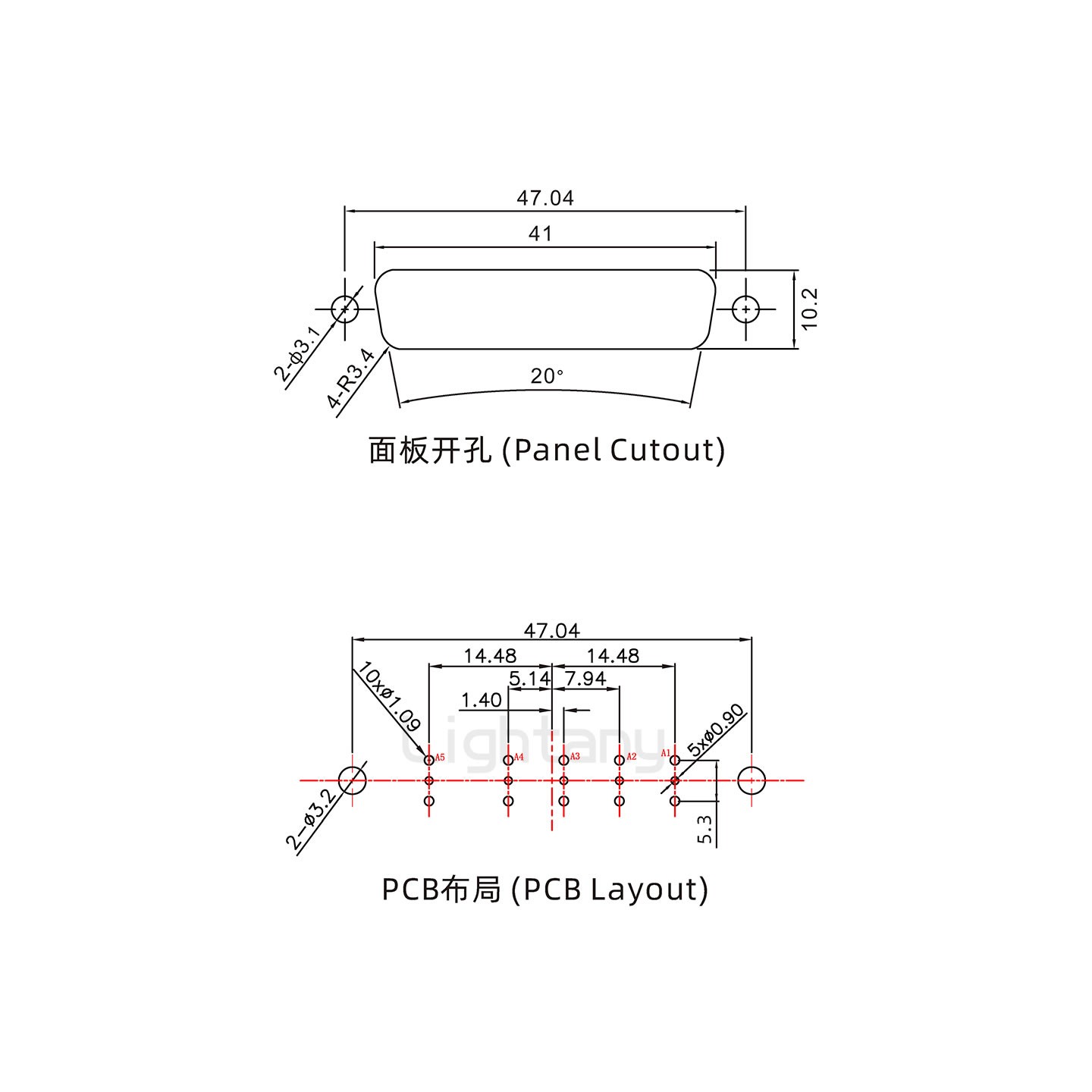 防水5W5母直插板/铆鱼叉/锁螺丝/射频同轴50欧姆