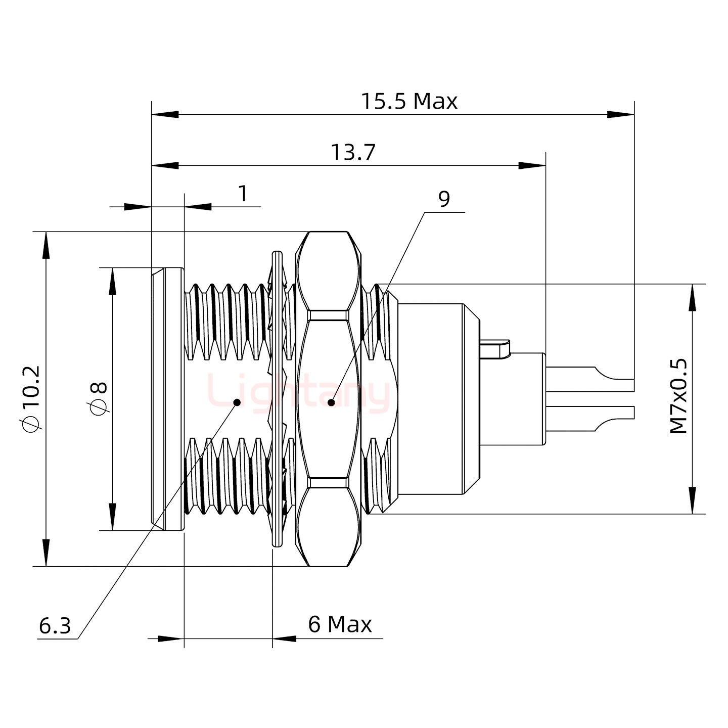 EGG.00.004.CLL推拉自锁后螺母插座 焊线