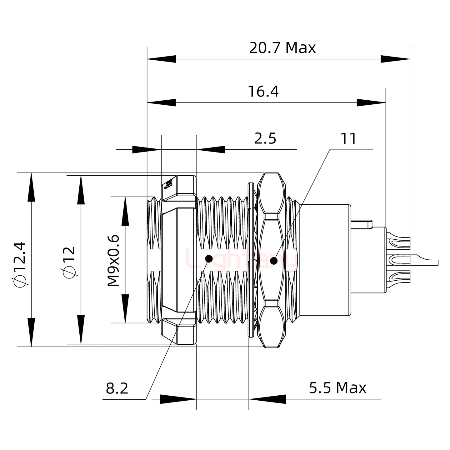 ECG.0B.009.CLL推拉自锁双螺母插座 焊线