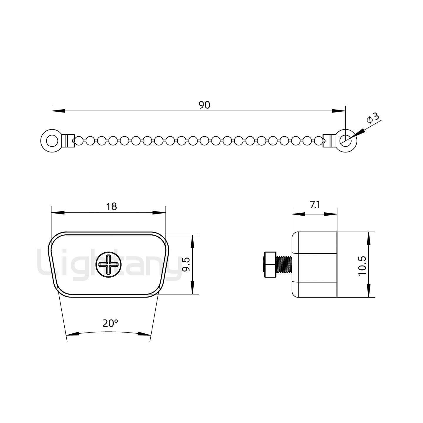 9P公座防护盖带链珠