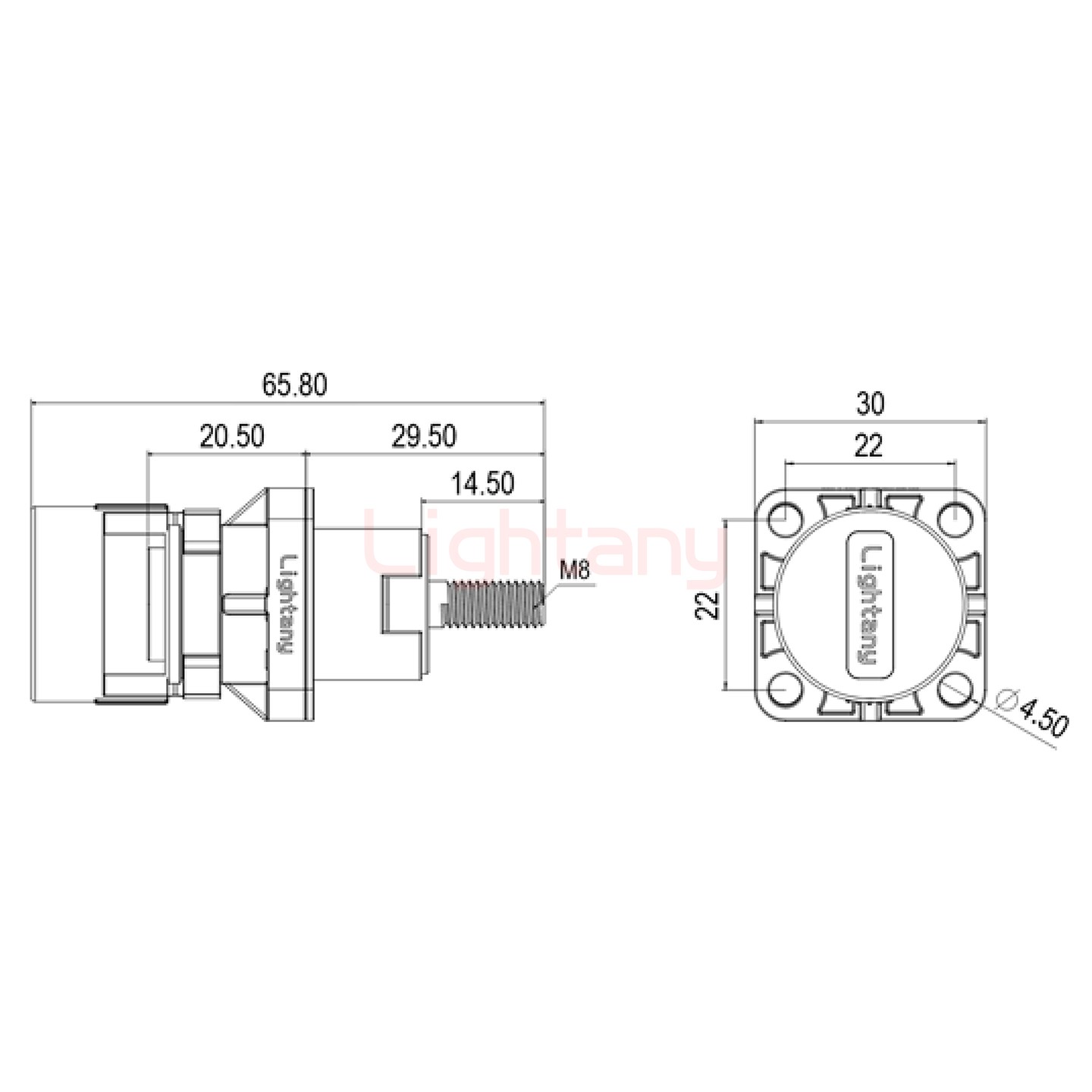 LTC1020SO-M1YL外螺纹穿墙插座 100/150/200A 橘黄