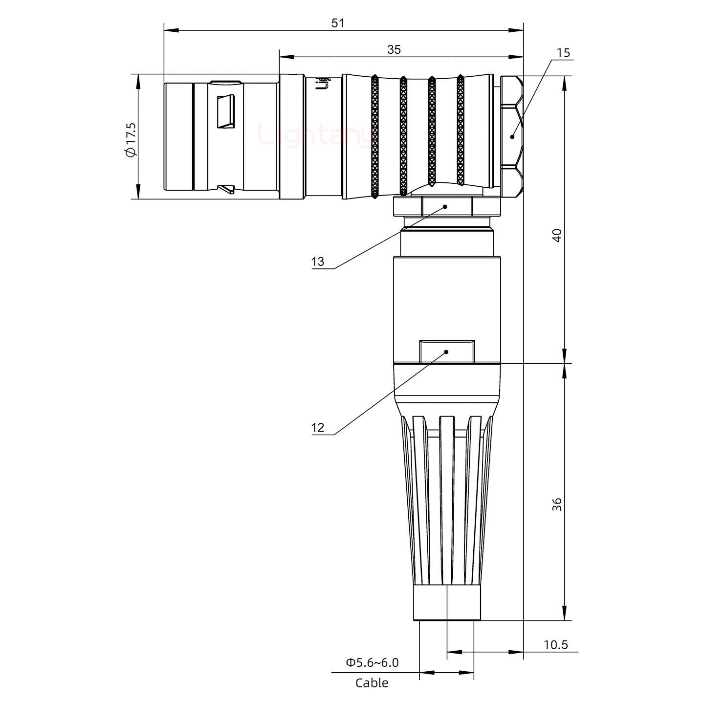 FHG.2K.004.CLAC60Z推拉自锁带护套弯式插头