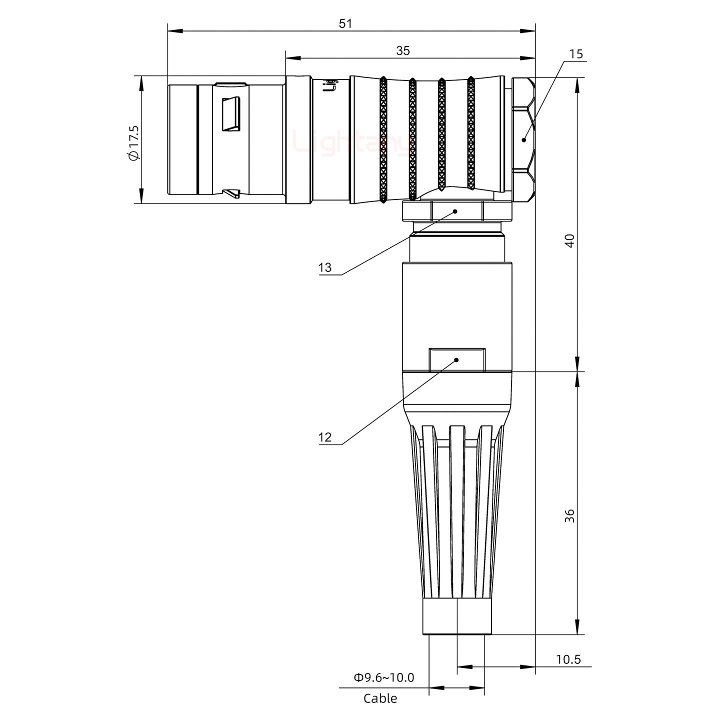 FHG.2K.005.CLAK10Z推拉自锁带护套弯式插头