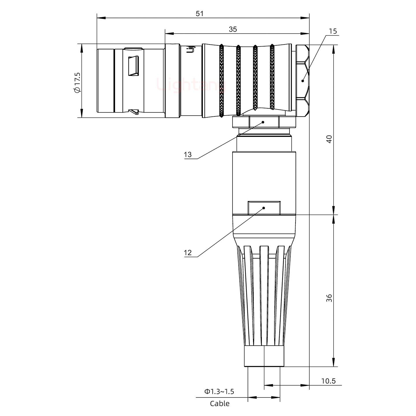 FHG.2K.005.CLAC15Z推拉自锁带护套弯式插头