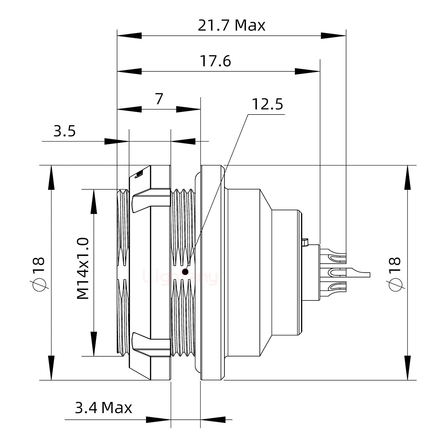 EEG.0K.007.CLL推拉自锁前螺母插座 焊线