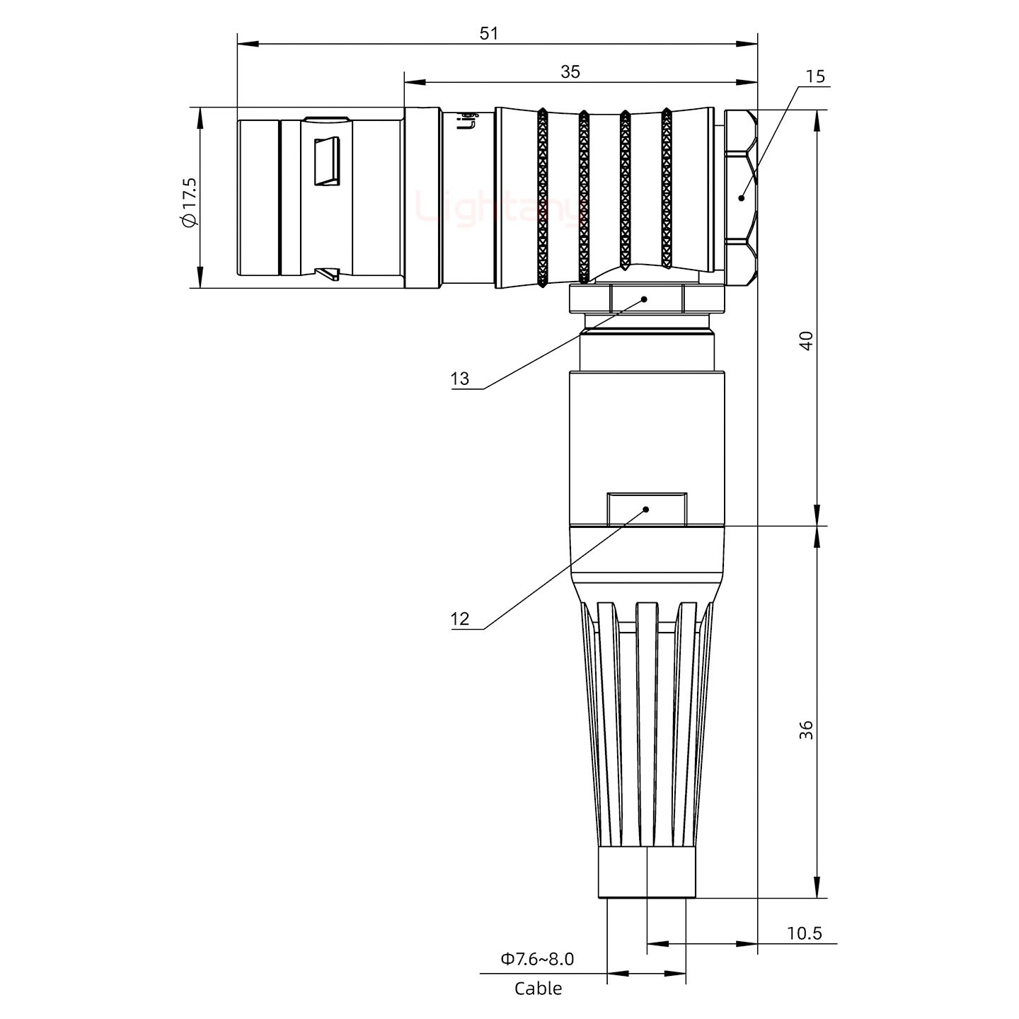 FHG.2K.012.CLAC80Z推拉自锁带护套弯式插头
