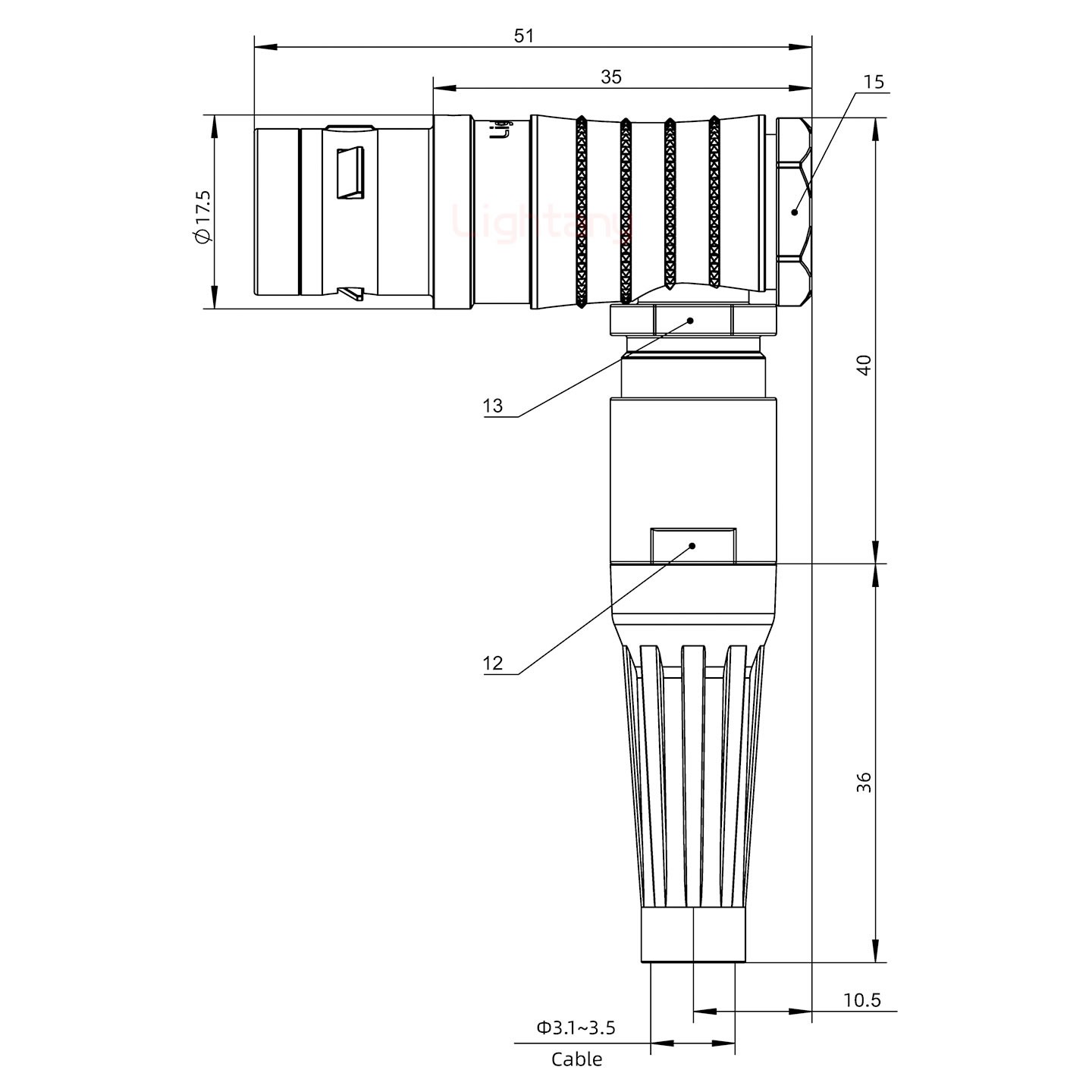 FHG.2K.014.CLAC35Z推拉自锁带护套弯式插头