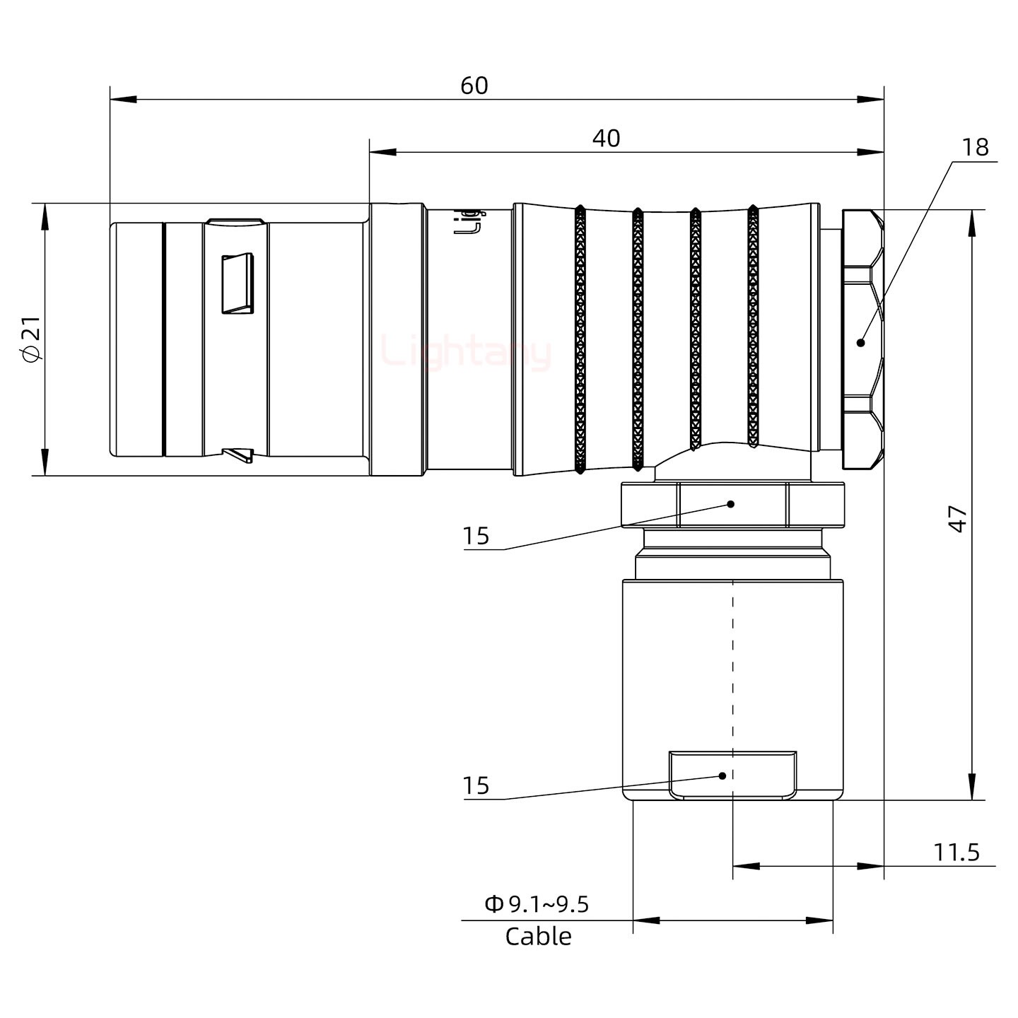 FHG.3K.003.CLAC95推拉自锁弯式插头