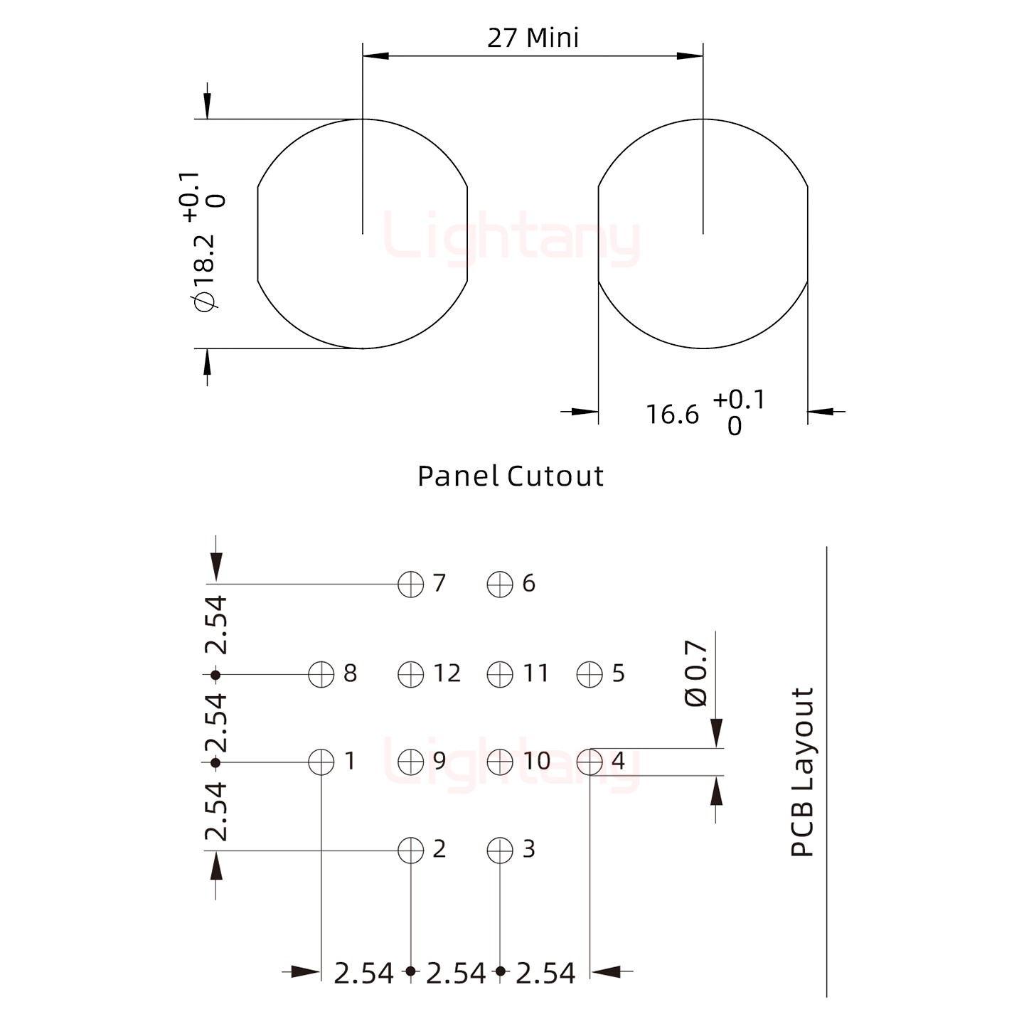 EEG.3B.012.CLV前螺母插座 PCB弯插板