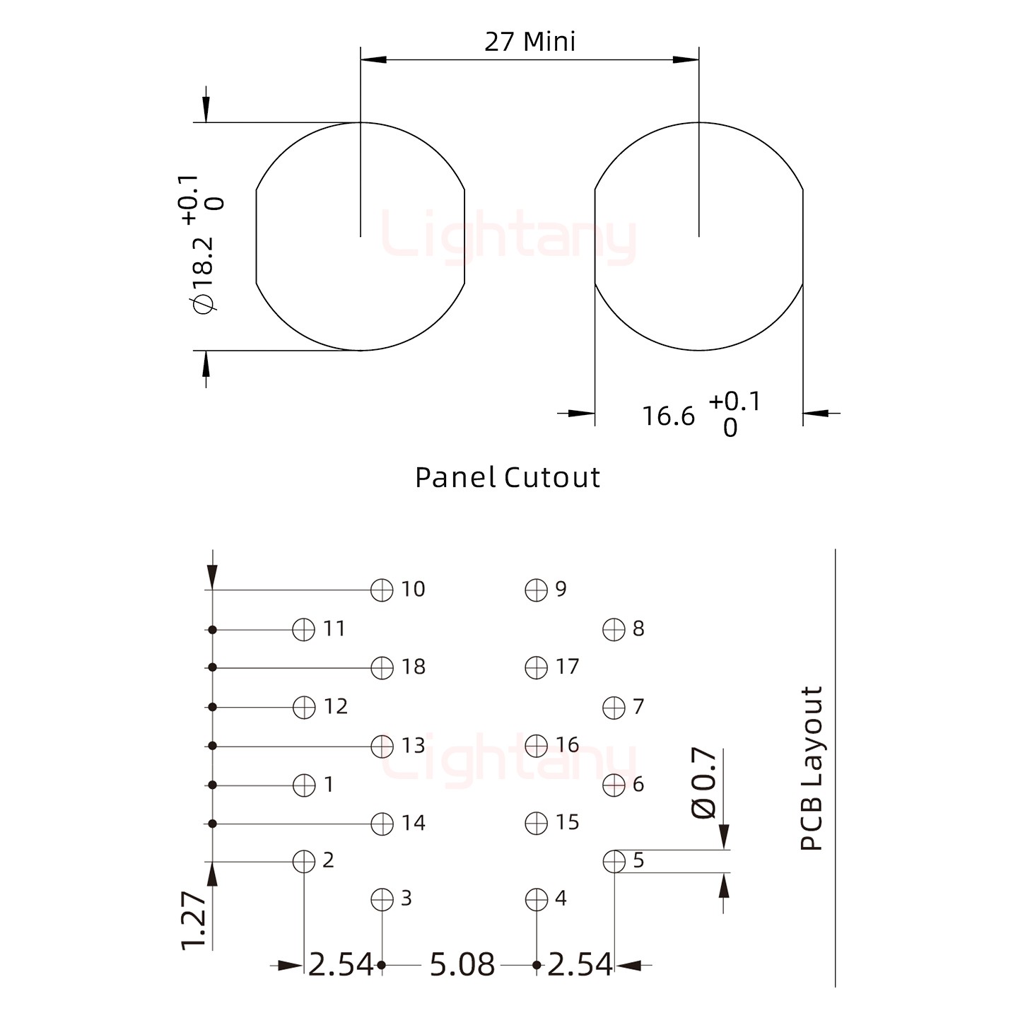 EEG.3B.018.CLV前螺母插座 PCB弯插板