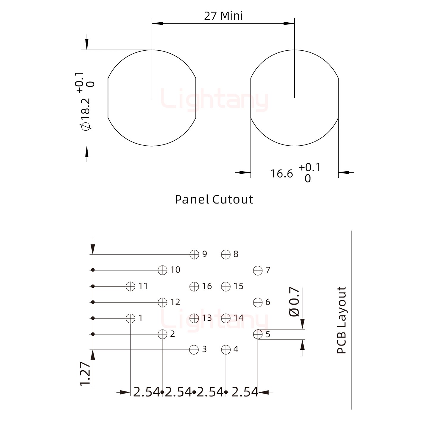 EEG.3B.016.CLV前螺母插座 PCB弯插板