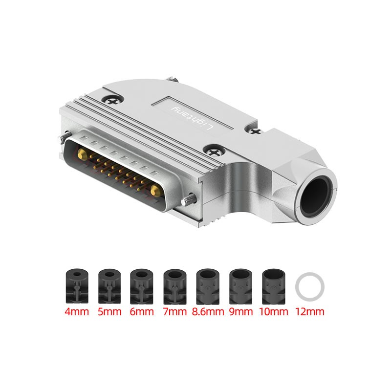 17W2公短体焊线20A+25P金属外壳1015弯出线4~12mm