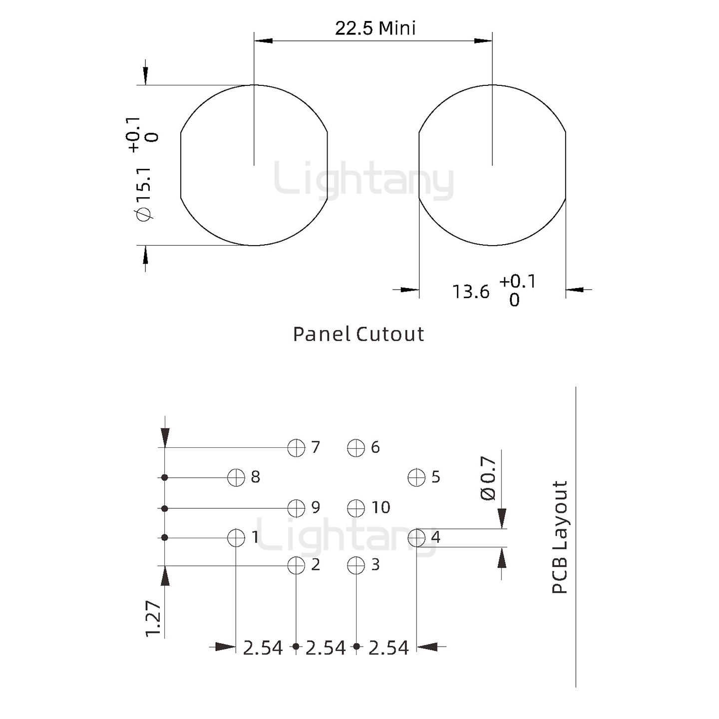 ECG.2B.010.CLV双螺母插座 弯插板