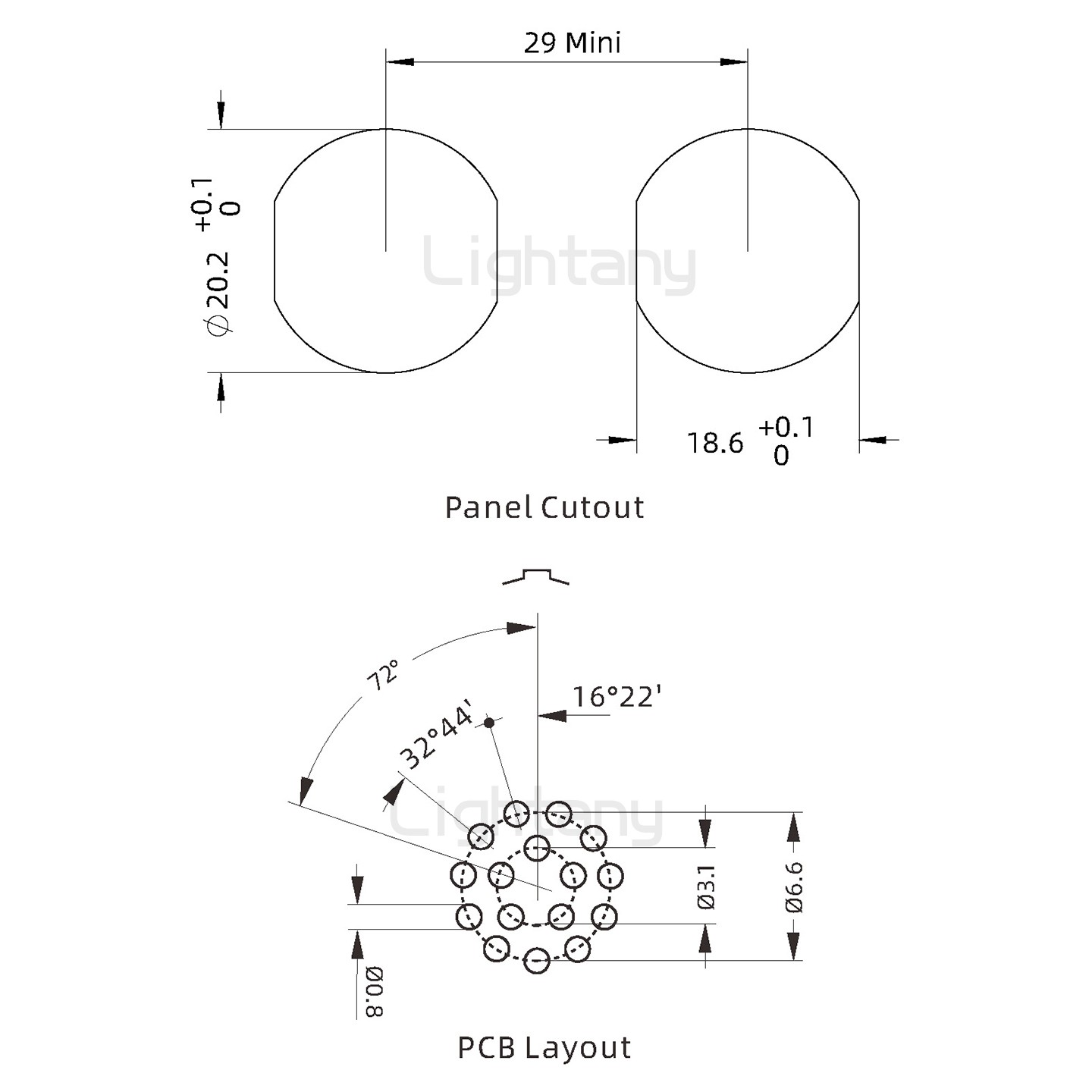 EEG.2K.016.CLN推拉自锁前螺母插座 PCB直插板