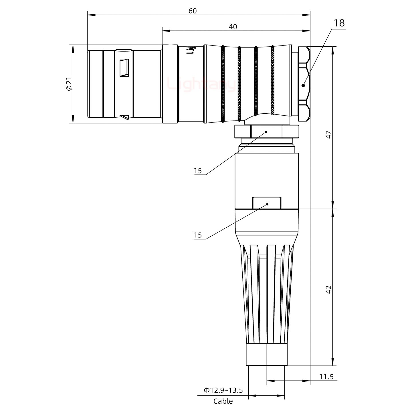 FHG.3K.002.CLAK13Z推拉自锁带护套弯式插头