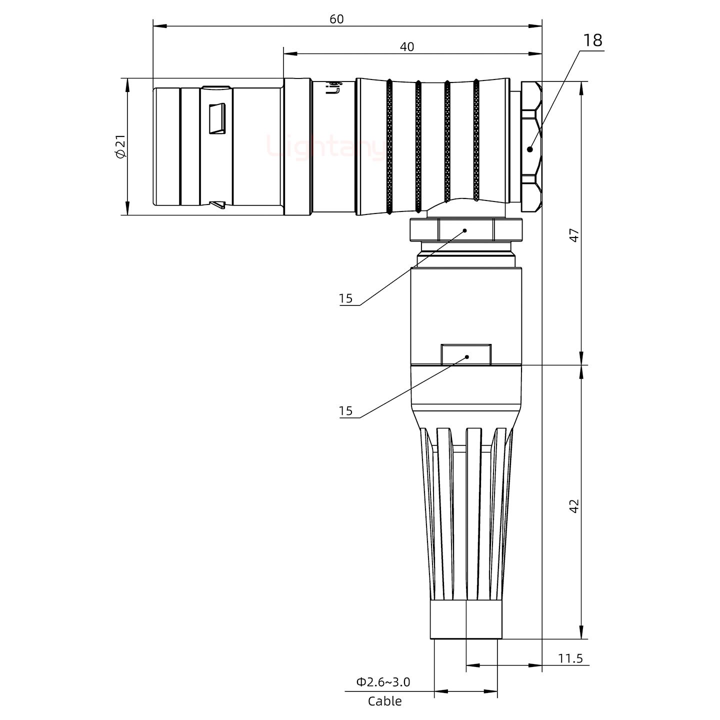 FHG.3K.004.CLAC30Z推拉自锁带护套弯式插头