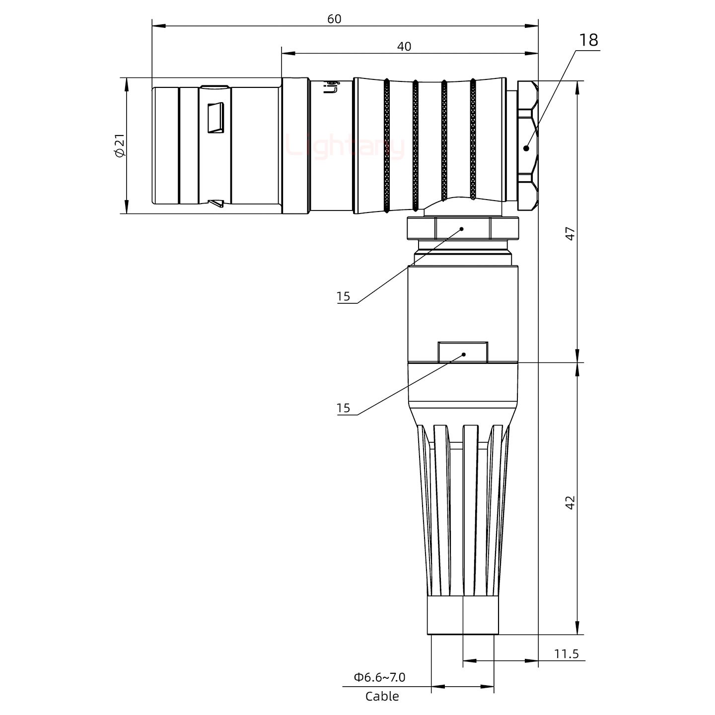 FHG.3K.004.CLAC70Z推拉自锁带护套弯式插头