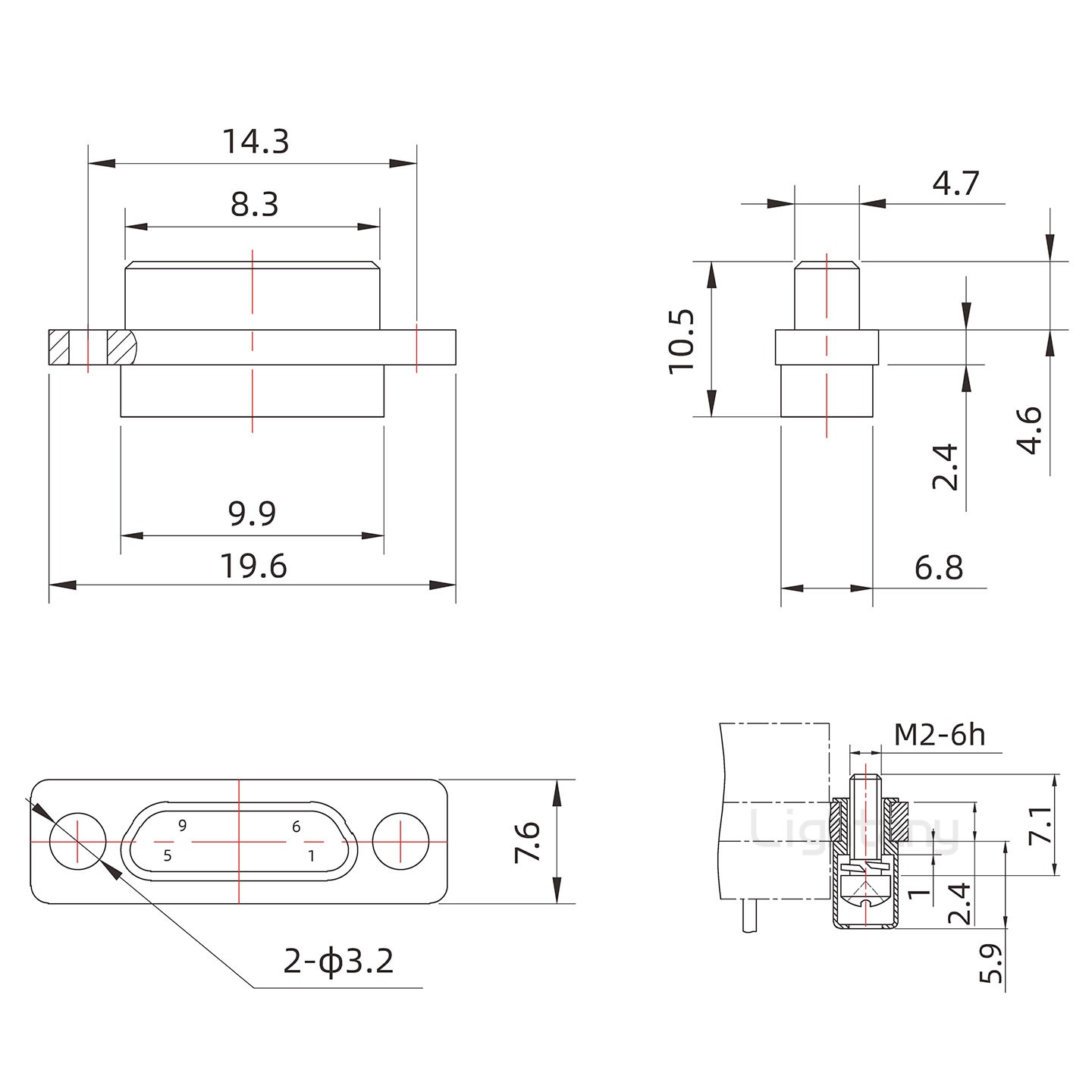 J30J-9公光孔压接基本型+L型组件