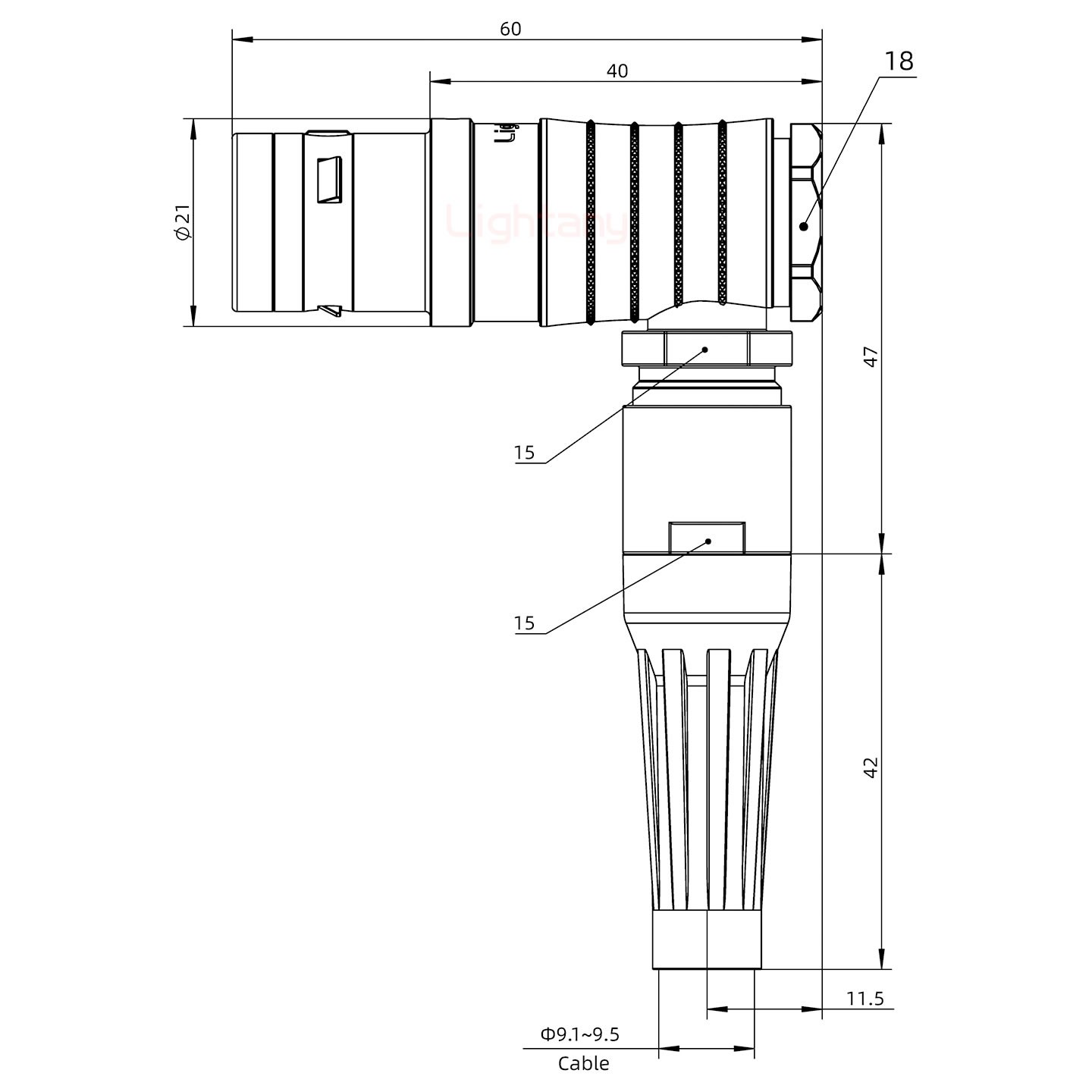 FHG.3K.024.CLAC95Z推拉自锁带护套弯式插头