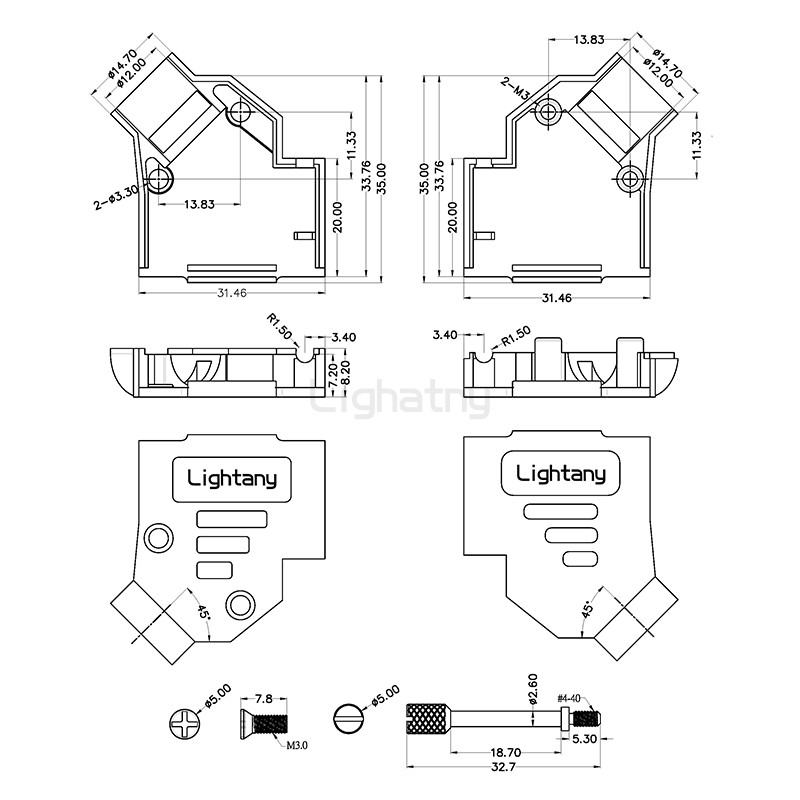 1392-9P-D-SUB金属外壳-斜出线4~12mm