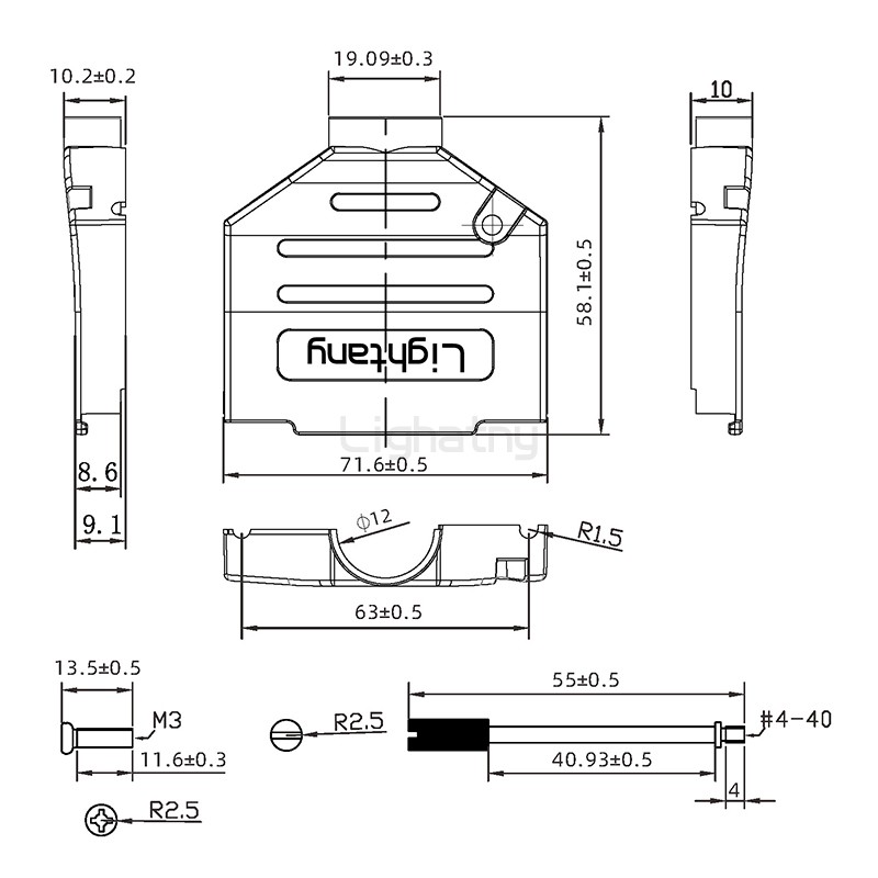 2185-37P-D-SUB金属外壳-直出线13mm